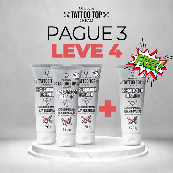 Imagem de Creme Cicatrizante Para Tatuagem TATTOO TOP CREAM 120 g. Compre 3 Leve4