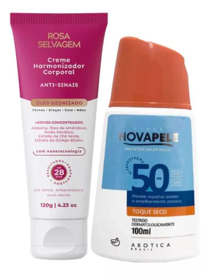 Imagem de Creme Corporal Antissinais Rosa Selvagem  Protetor Solar Nova Pele 50 FPS