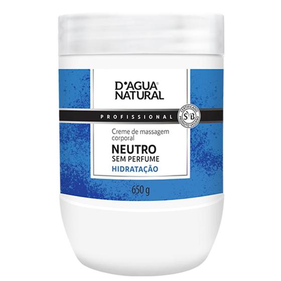 Creme De Massagem Corporal Neutro 650g D'agua Natural Menor preço em Creme De Massagem Corporal Neutro 650g D'agua Natural