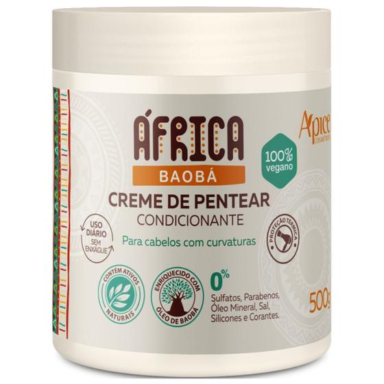 Imagem de Creme De Pentear África Baobá Vegano Condicionante Capilar Cabelo Curvatura Profissional - Escolha O Tamanho