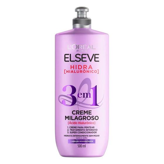 Imagem de Creme de Pentear Elseve 3 Em 1 Milagroso Hidra Hialurônico 500ml