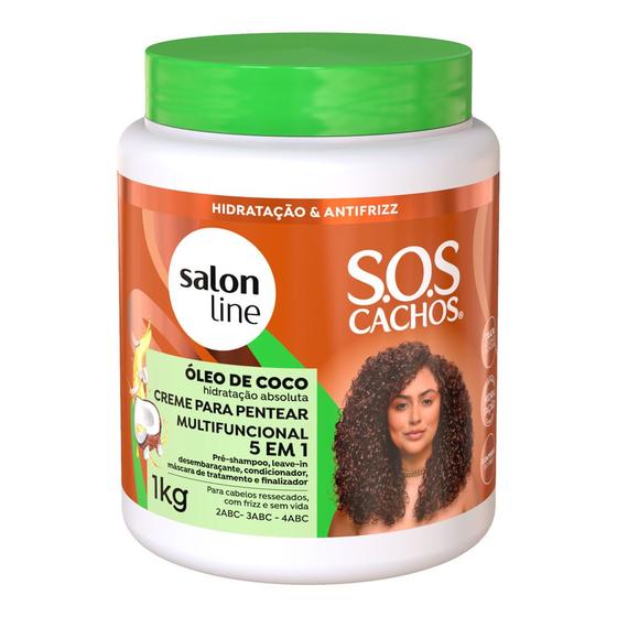 Imagem de Creme de Pentear Multifuncional Salon Line SOS Cachos 5 em 1 Óleo de Coco 1kg