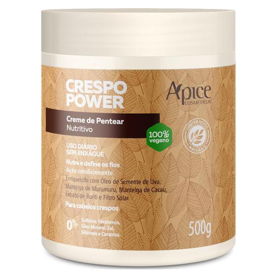 Imagem de Creme De Pentear Nutritivo Apse Crespo Power Vegano Profissional Uso Diario 500g