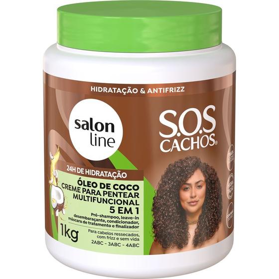 Imagem de Creme De Pentear Salon Line SOS 5Em1 Óleo Coco 1Kg