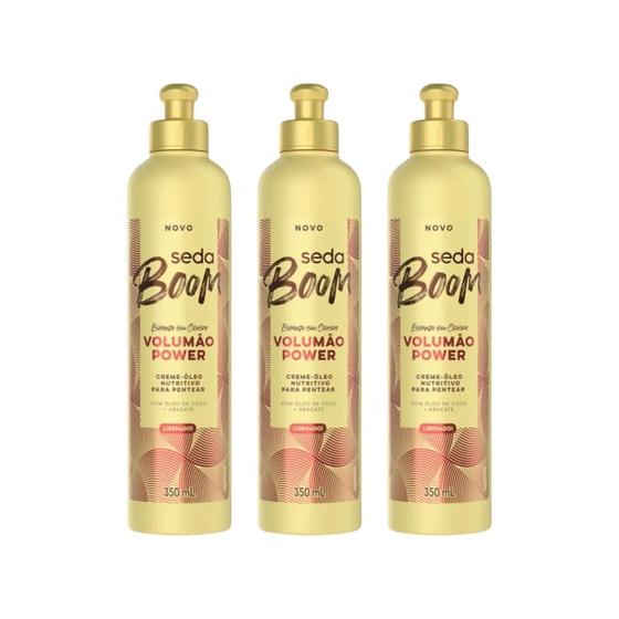 Imagem de Creme De Pentear Seda 350Ml Boom Volumao Black - Kit C/3Un