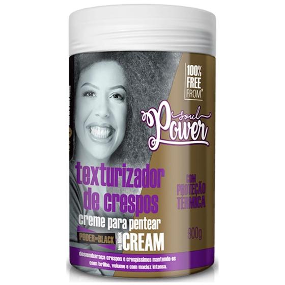 Imagem de Creme De Pentear Soul Power Big Black Cream Texturizador Capilar Crespo Vegano Cabelo 800g