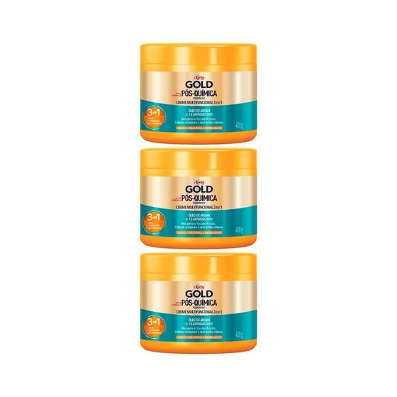 Imagem de Creme De Tratamento Niely Gold 430G Argan Pos Quimica - 3Un