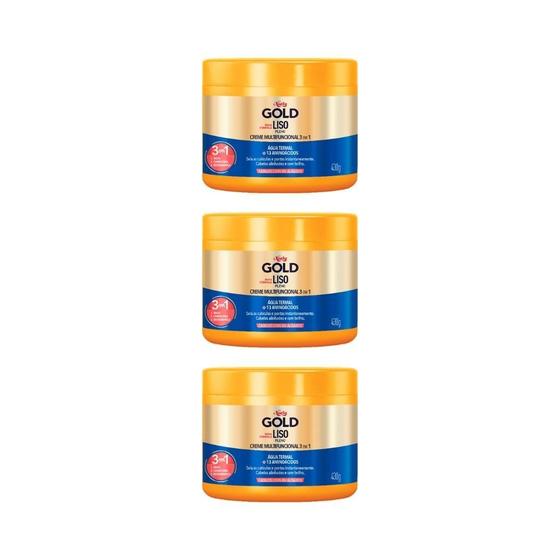 Imagem de Creme De Tratamento Niely Gold 430G Liso Pleno - Kit Com 3Un