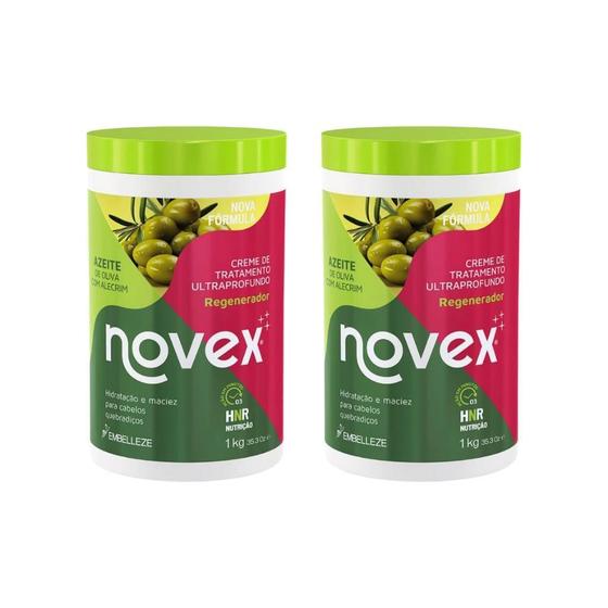 Imagem de Creme De Tratamento Novex 1Kg eite De Oliva/Alecrim - 2Un