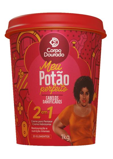 Imagem de Creme de Tratamento para Pentear e Hidratante 2 em 1 Meu Potão Perfeito Regarv 1kg Corpo Dourado