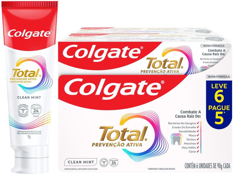 Imagem de Creme Dental Colgate Clean Mint Total 12 90g 6 Unidades