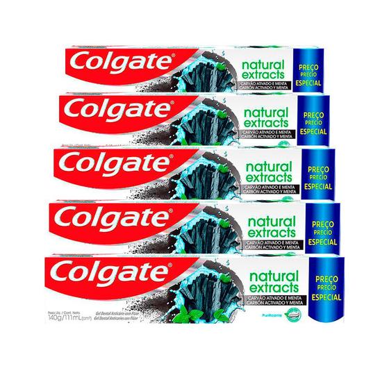 Creme Dental Colgate Natural Extracts Carvão Ativado Menta Anticárie Flúor 140g (Kit c/ 5 Unidades) Menor preço em Creme Dental Colgate Natural Extracts Carvão Ativado Menta Anticárie Flúor 140g (Kit c/ 5 Unidades)