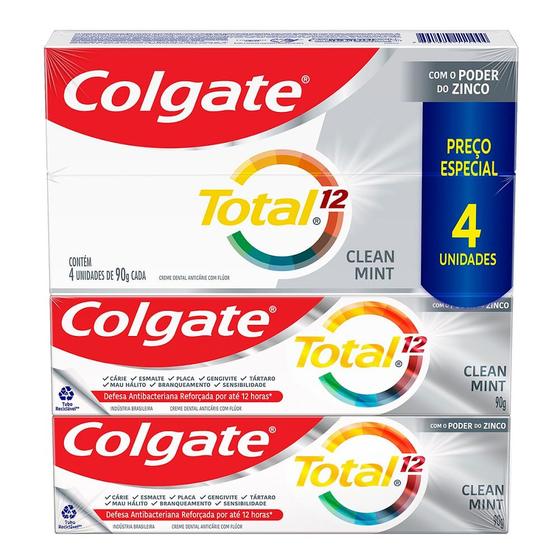 Imagem de Creme Dental Colgate Total 12 Com 4 X 90gr Clean Mint