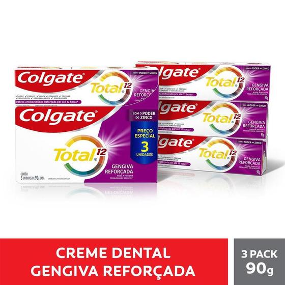 Imagem de Creme Dental Colgate Total 12 Gengiva Reforçada 90g com 3 unidades