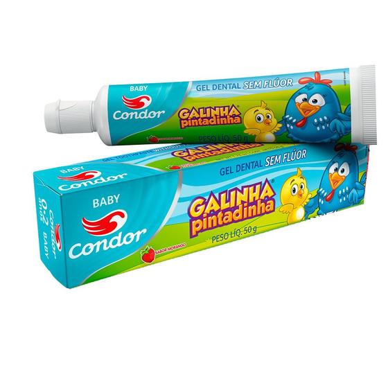 Imagem de Creme Dental Condor Gel Infantil Galinha Pintadinha Baby Morango Sem Flúor  - 50g