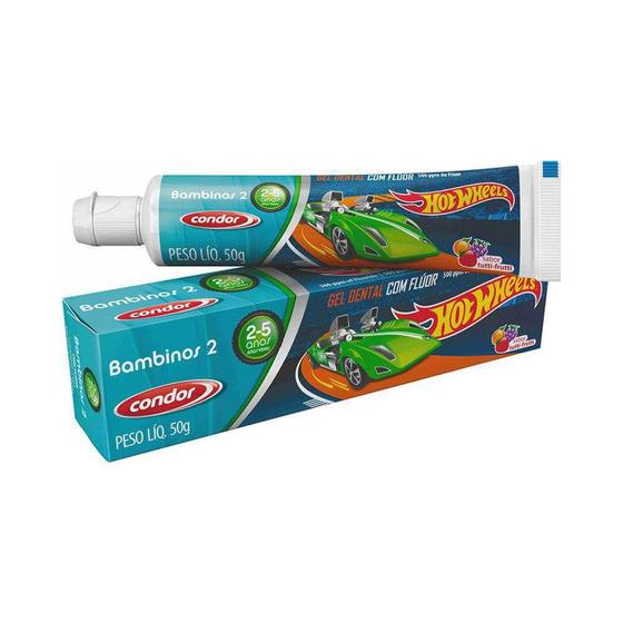 Imagem de Creme Dental Condor Hot Wheels Gel Com Flúor 2A5 Anos 50G