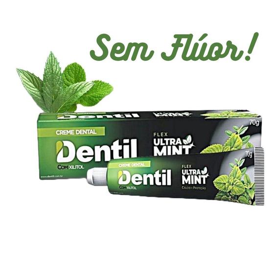 Creme Dental Dentil Ultra Mint Refrescante Sem Flúor Menor preço em Creme Dental Dentil Ultra Mint Refrescante Sem Flúor