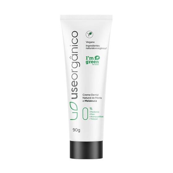 Imagem de Creme Dental Natural e Vegano Sem Flúor de Menta e Melaleuca 90g - Use Orgânico