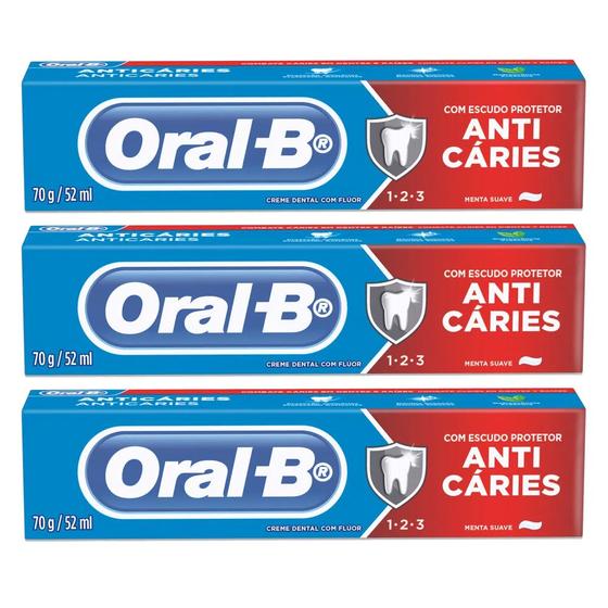 Imagem de Creme Dental Oral-B 123 Anticáries Menta Suave 70g - 3 unidades