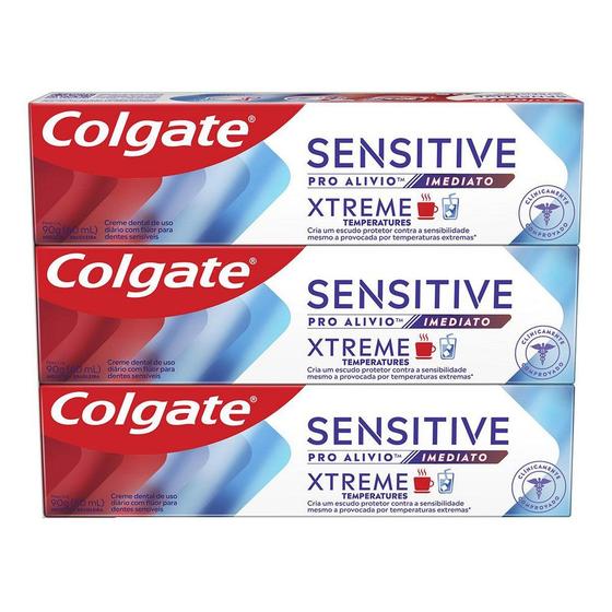 Creme Dental para Dentes Sensíveis Colgate Sensitive Pro Alivio Xtreme Temperatures 90g 3 Unidades