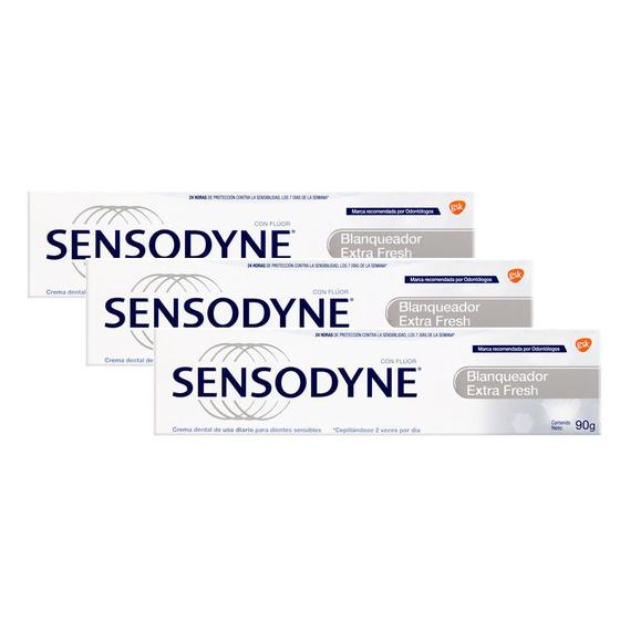 Imagem de Creme Dental Sensodyne Branqueador Extra Fresh 90g  Kit com três unidades