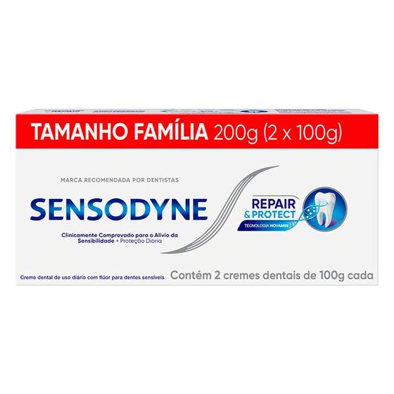 Imagem de Creme Dental Sensodyne Repair & Protect para Dentes Sensíveis com 2 unidades 100g cada