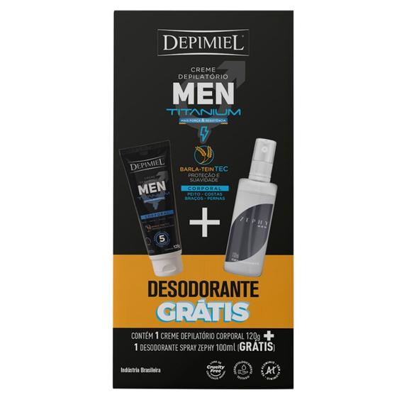 Imagem de Creme Depilatório Corporal Men 120g e Desodorante Spray Zephy 100ml