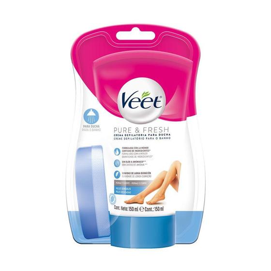 Imagem de Creme Depilatório Veet Pure & Fresh Pernas e Corpo para Banho 150ml