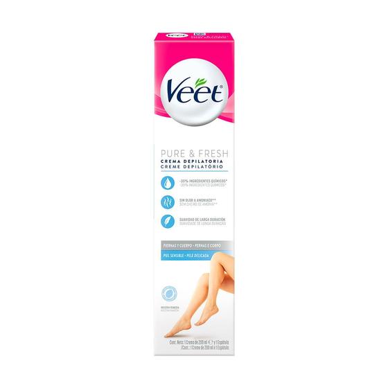 Imagem de Creme Depilatório Veet Pure & Fresh Pernas e Corpo Pele Delicada 200ml