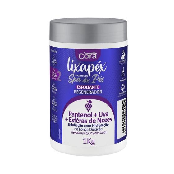 Imagem de Creme Esfoliante Lixapéx com Pantenol Uva e Esfera de Nozes Spa dos Pés Cora 1Kg 
