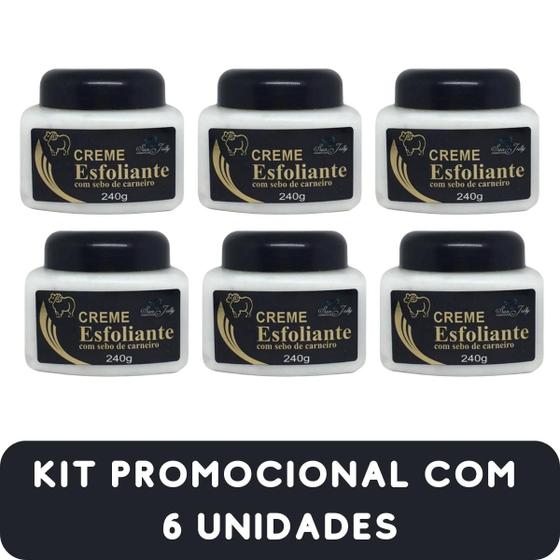 Imagem de Creme Esfoliante San Jully com Sebo de Carneiro Pote 240g Kit Promocional 6 Unidades