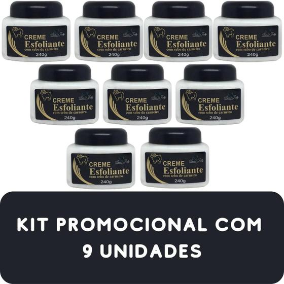 Imagem de Creme Esfoliante San Jully com Sebo de Carneiro Pote 240g Kit Promocional 9 Unidades