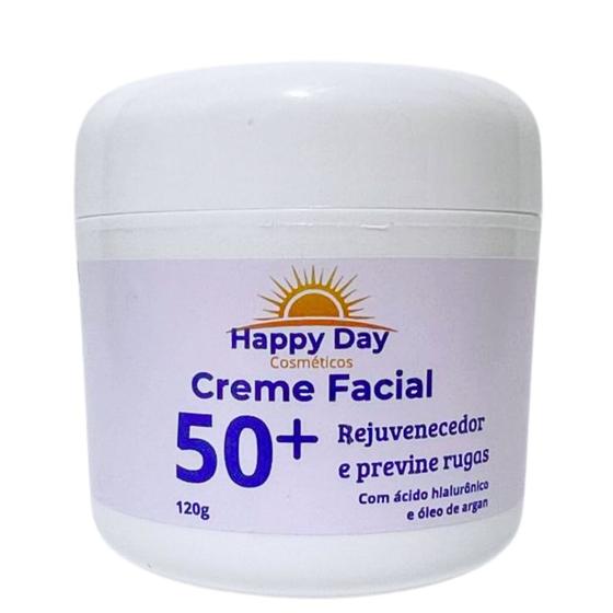 Imagem de Creme Facial 50+ Para Rugas Com Acido Hialurônico Antirrugas e Antissinais 120g Happy Day Cosméticos