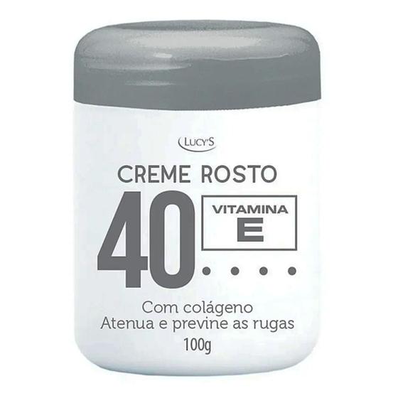 Imagem de Creme Facial Anti Rugas Marcas Rosto Vitamina E Colágeno 40 anos Lucys 100g