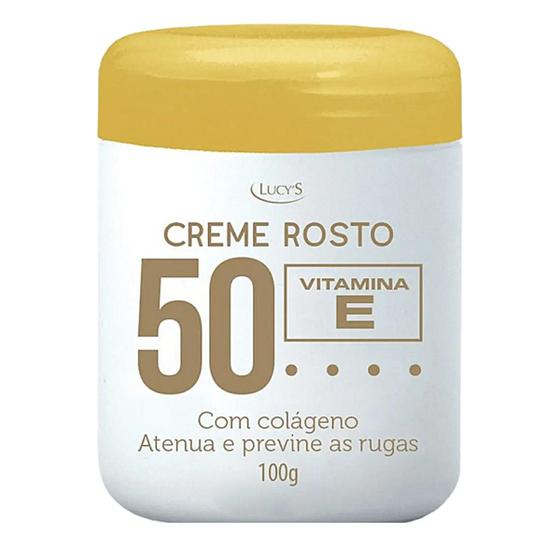 Imagem de Creme Facial Anti Rugas Marcas Rosto Vitamina E Colágeno 50 anos Lucys 100g