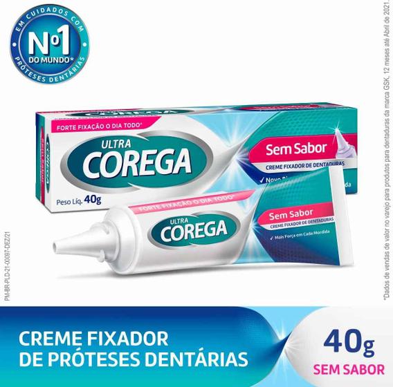 Imagem de Creme Fixador de Dentadura Ultra Corega Sem Sabor com 40g