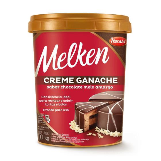 Creme Ganache Chocolate Meio Amargo Melken 1Kg Harald Menor preço em Creme Ganache Chocolate Meio Amargo Melken 1Kg Harald
