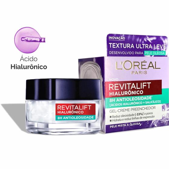 Imagem de Creme Gel Preenchedor Hialurônico Antioleosidade Revitalift - 49g - Loréal Paris