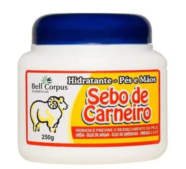 Imagem de Creme Hidratante Pés E Mãos Sebo De Carneiro 250g Bell Corpus Pote