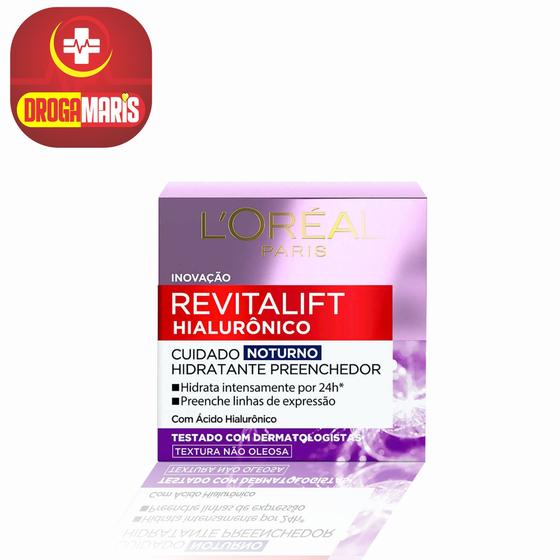 Imagem de Creme Hidratante Revitalift Hialurônico Noturno Loreal Paris 49g