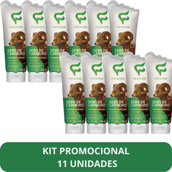 Imagem de Creme Hidratante Tradicional Fashion Sebo de Carneiro Bisnaga 200ml Kit 11 Unidades