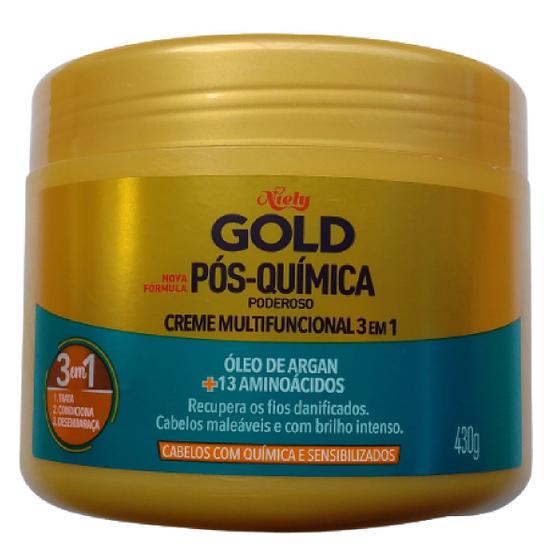 Creme Multifuncional 3 em 1 Niely Gold PósQuímica Poderoso Óleo de Argan + 13 Aminoácidos 430g