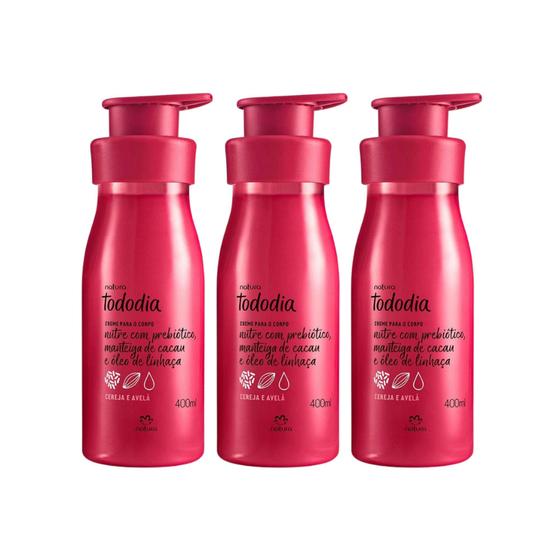 Imagem de Creme Nutritivo Para o Corpo Natura Tododia Hidratante Cereja e Avelã - 3 unidades