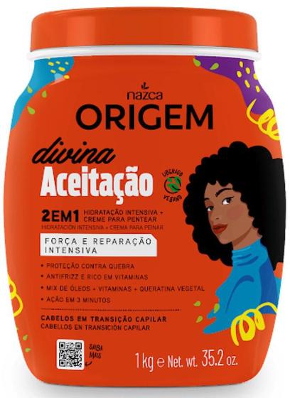 Imagem de Creme Para Cabelos Cacheados Em Transição Capilar Origem Divina Aceitação 2em1