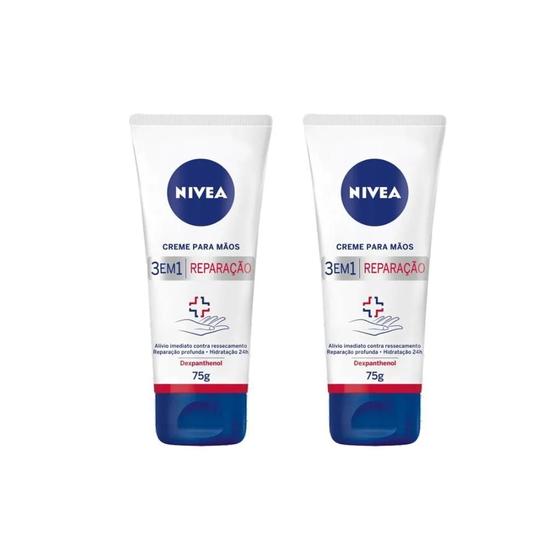 Imagem de Creme Para Mãos Nivea 3Em1 Reparação 75G - Kit Com 2Un