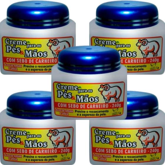 Imagem de Creme para os Pés e Mãos San Jully Com Sebo de Carneiro Pote 240g Kit 5 Unidades