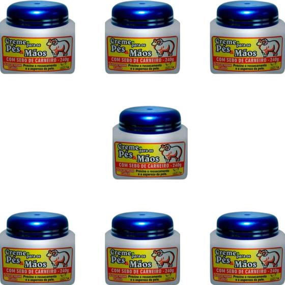 Imagem de Creme para os Pés e Mãos San Jully Com Sebo de Carneiro Pote 240g Kit 7 Unidades