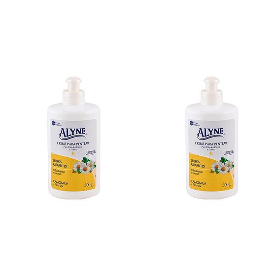 Imagem de Creme para Pentear Alyne Loiros Radiantes Brilho Intenso e Natural Sem Sal e Sem Parabeno 300g (Kit com 2)