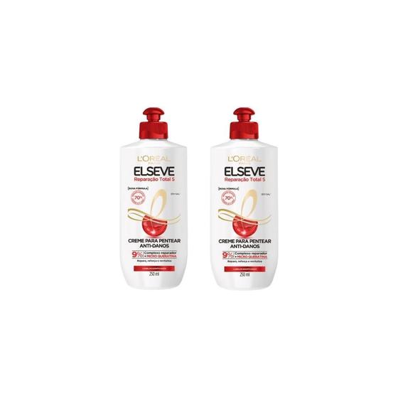 Imagem de Creme Para Pentear Elseve 250Ml Reparacao Total 5- Kit C/2Un
