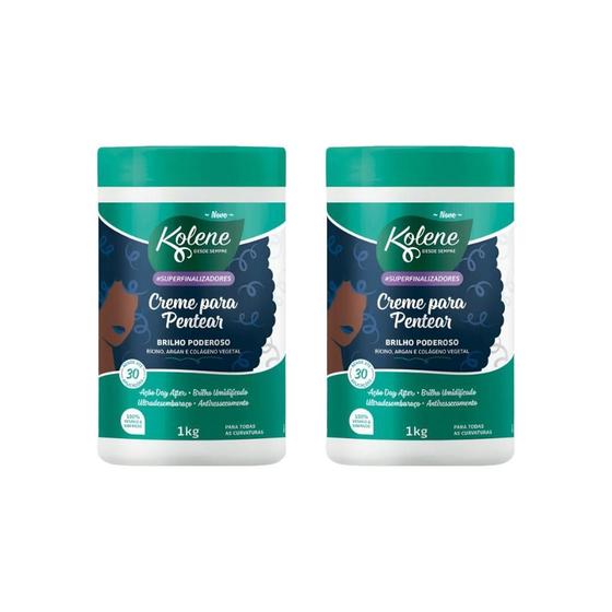Imagem de Creme Para Pentear Kolene 1Kg Brilho Poderoso - Kit Com 2Un